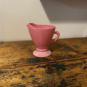 Pink Ceramic Footed Creamer Pitcher